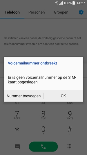 Als uw voicemail niet geïnstalleerd is, selecteert u Nummer toevoegen