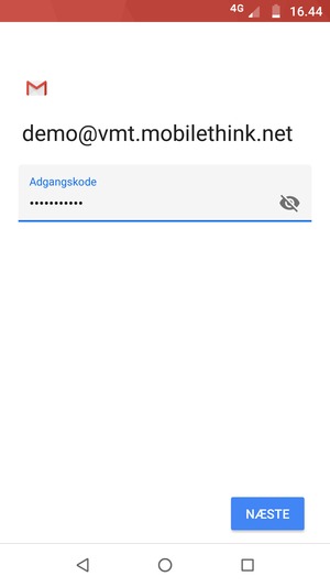 Indtast din adgangskode og vælg NÆSTE