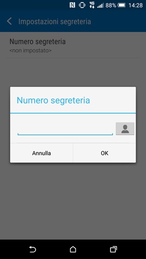 Inserisci il numero della segreteria telefonica e seleziona OK