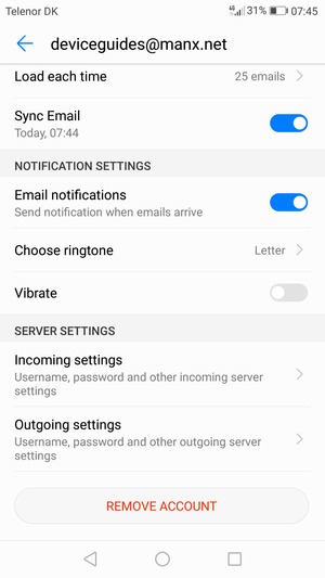 Select Outgoing settings