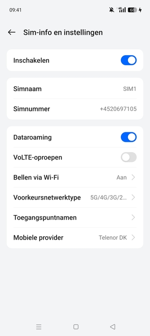 Schakel Dataroaming in of uit