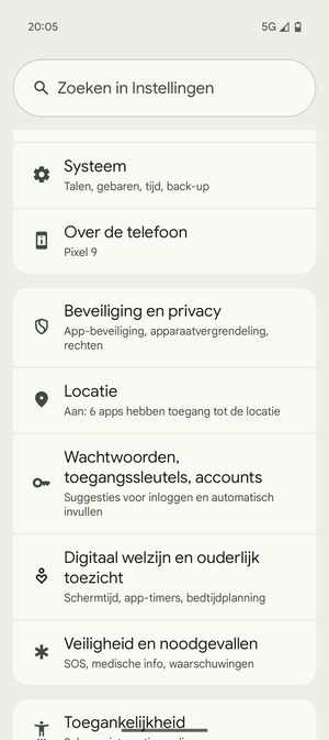 Scroll naar en selecteer Locatie