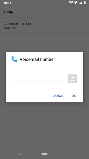 Enter the Voicemail number and select OK