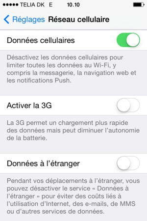Configurar Activer la 3G en OFF