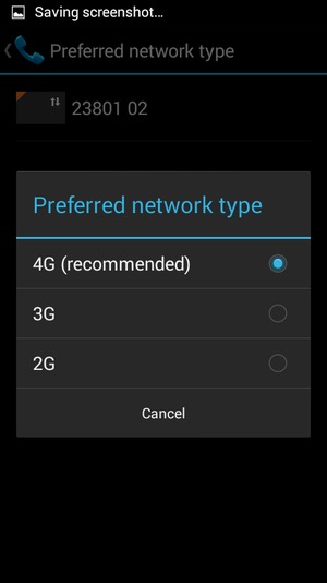 Select 4G (recommended) to enable 4G and 3G to enable 3G
