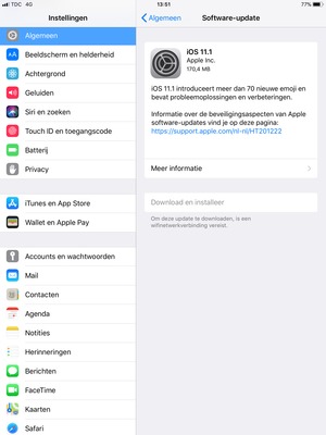 Als uw iPad niet up-to-date is, selecteert u Download en installeer