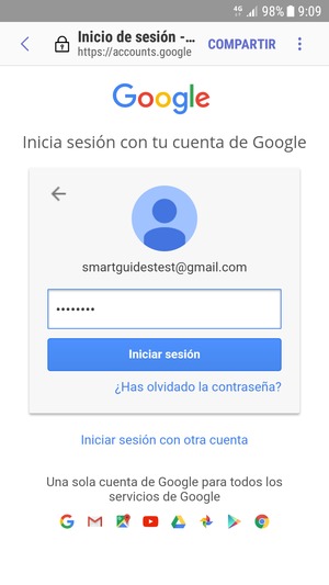 Introduzca su contraseña de Gmail y seleccione Iniciar sesión