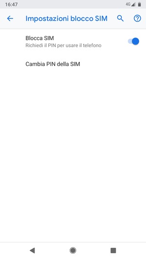 Seleziona Cambia PIN della SIM