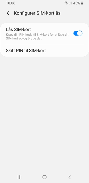 Vælg Skift PIN til SIM-kort