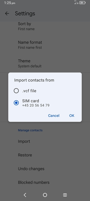 Select SIM card and OK