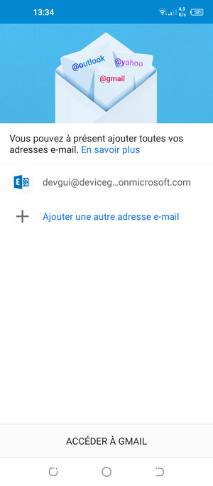 Sélectionnez ACCÉDER À GMAIL