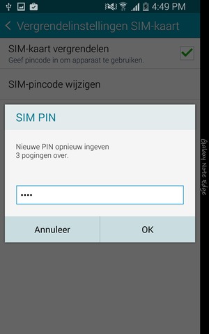 Bevestig uw nieuwe SIM PIN en selecteer OK