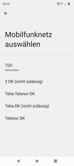 Wählen Sie einen Netzbetreiber von der Liste