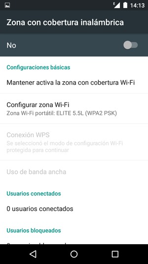 Seleccione Configurar zona Wi-Fi 