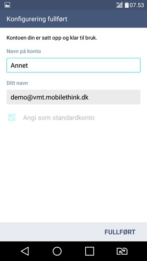 Gi kontoen din et navn, og skriv inn navnet ditt. Velg FULLFØRT