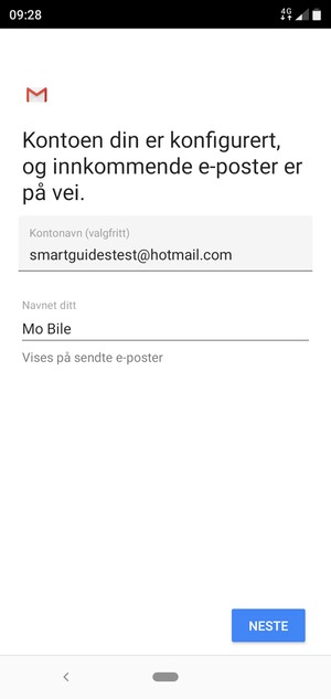 Gi kontoen din et navn, og skriv inn navnet ditt. Velg NESTE