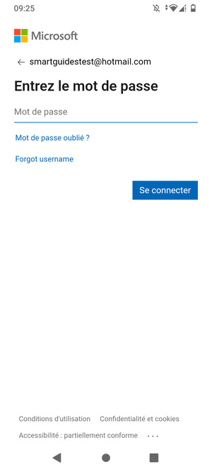 Saisissez votre mot de passe Hotmail et sélectionnez Se connecter