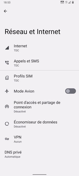 Sélectionnez Point d'accès et partage de connexion