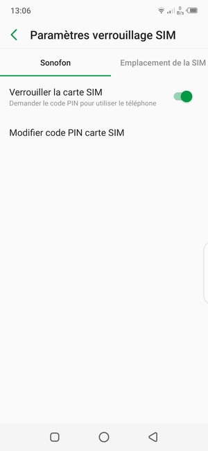 Sélectionnez Public et sélectionnez Modifier code PIN carte SIM