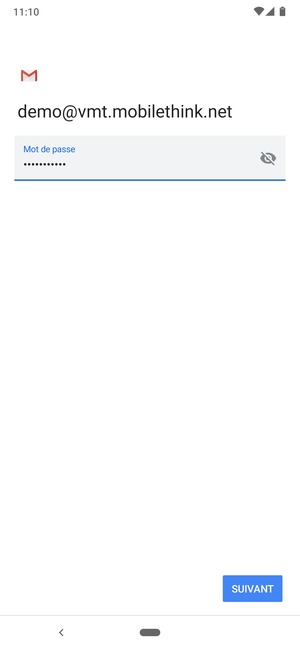 Saisissez votre mot de passe et sélectionnez SUIVANT