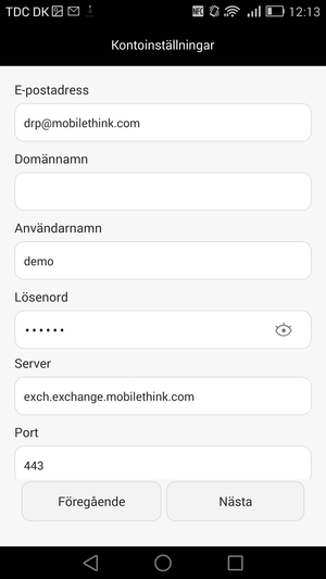 Ange Exchange serveradress och välj Nästa