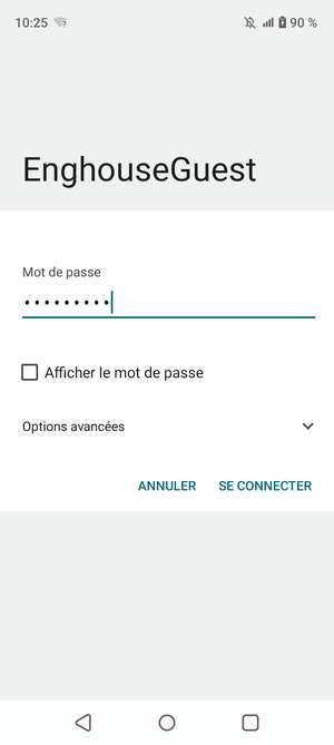 Saisissez le mot de passe du Wi-Fi et sélectionnez SE CONNECTER