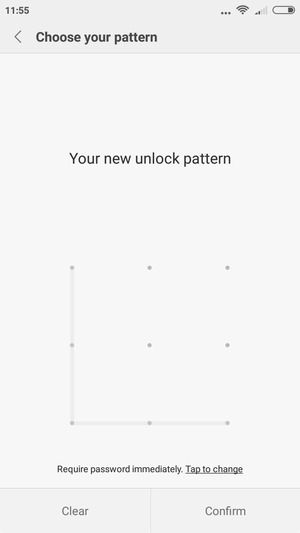 Draw the unlock pattern again and select Confirm