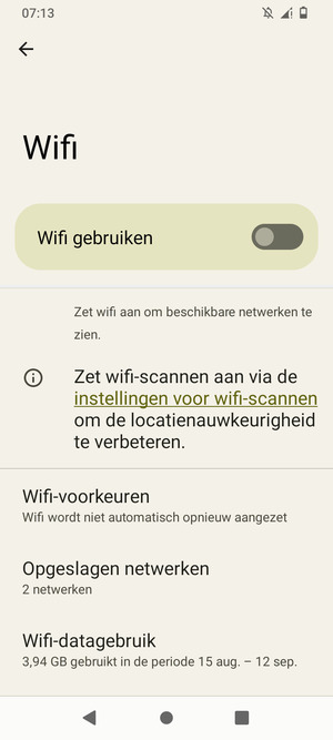 Schakel Wifi gebruiken in