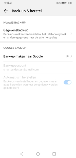 Selecteer Back-up maken naar Google