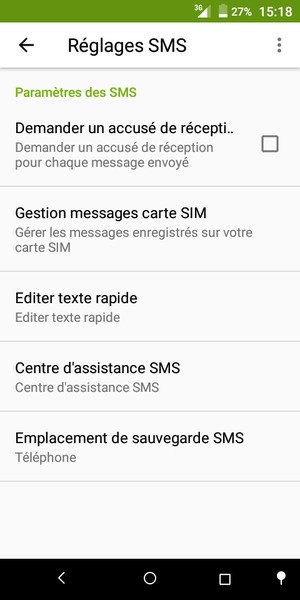 Sélectionnez Centre d'assistance SMS