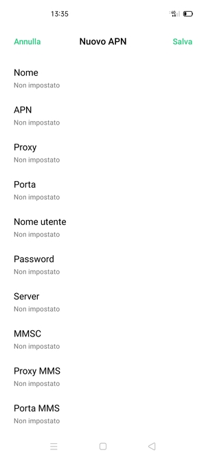 Inserisci informazioni MMS