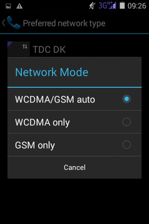 Select GSM only to enable 2G and WCDMA/GSM auto to enable 3G