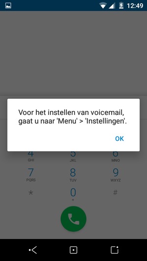 Als uw voicemail niet geïnstalleerd is, selecteert u OK