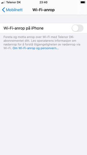Slå på Wi-Fi-anrop på iPhone