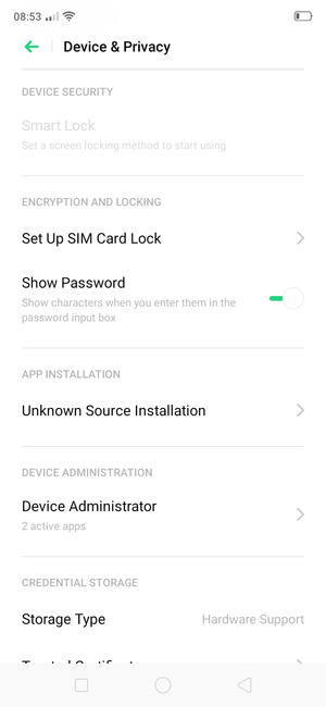 Scroll to and select Set Up SIM Card Lock