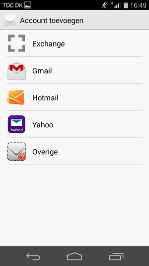 Selecteer Gmail/Hotmail of selecteer Overige
