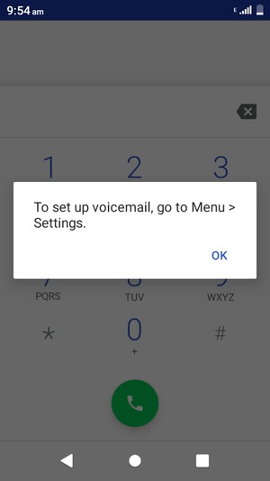 If your voicemail is not set up, select OK