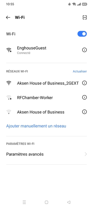 Vous êtes maintenant connecté au réseau Wi-Fi