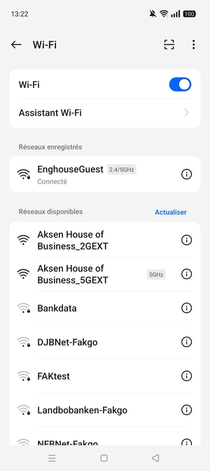 Vous êtes maintenant connecté au réseau Wi-Fi