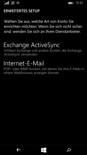 Wählen Sie Exchange ActiveSync