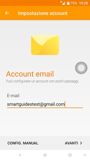 Inserisci il tuo indirizzo Gmail o Hotmail e seleziona AVANTI