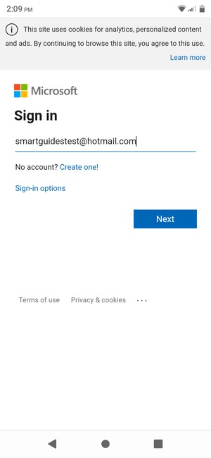 Enter your Email address and select Next