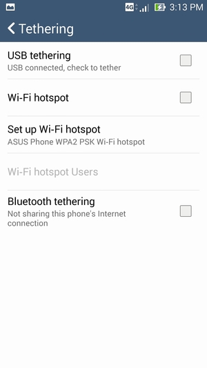 Check the Wi-Fi hotspot checkbox