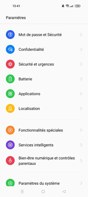 Faites défiler et sélectionnez Mots de passe et Sécurité