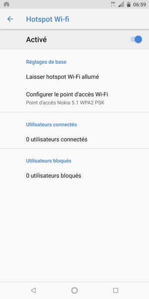 Votre téléphone est maintenant configuré pour être utilisé comme modem