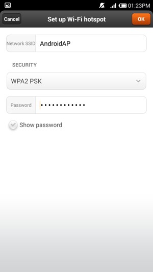 Enter a password of at least 8 characters and select OK