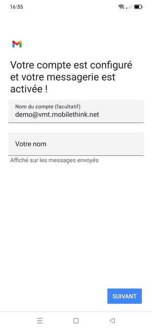 Donnez un nom à votre compte et saisissez votre nom. Sélectionnez SUIVANT