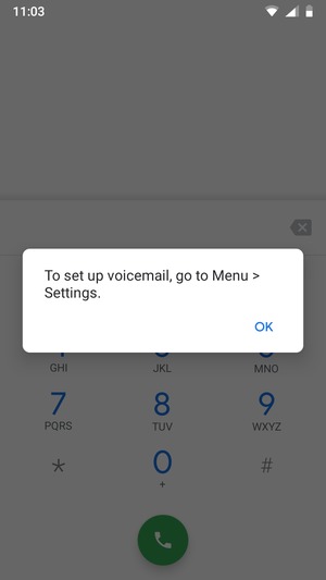 If your voicemail is not set up, select OK