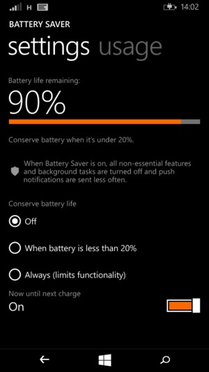 Select When battery is less than 20%