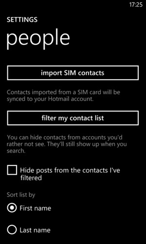 Select import SIM contacts